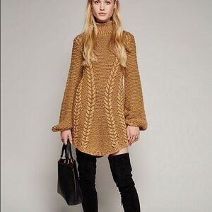 Free People Women's Sweater Dress in Gold